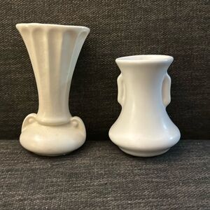 Lot of two miniature vintage vases.  One marked Restoration Hardware - Haggar